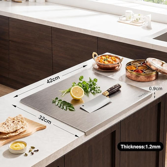 Stainless Steel Chopping Board with Lip for Kitchen