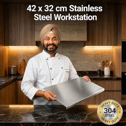 Stainless Steel Chopping Board with Lip for Kitchen