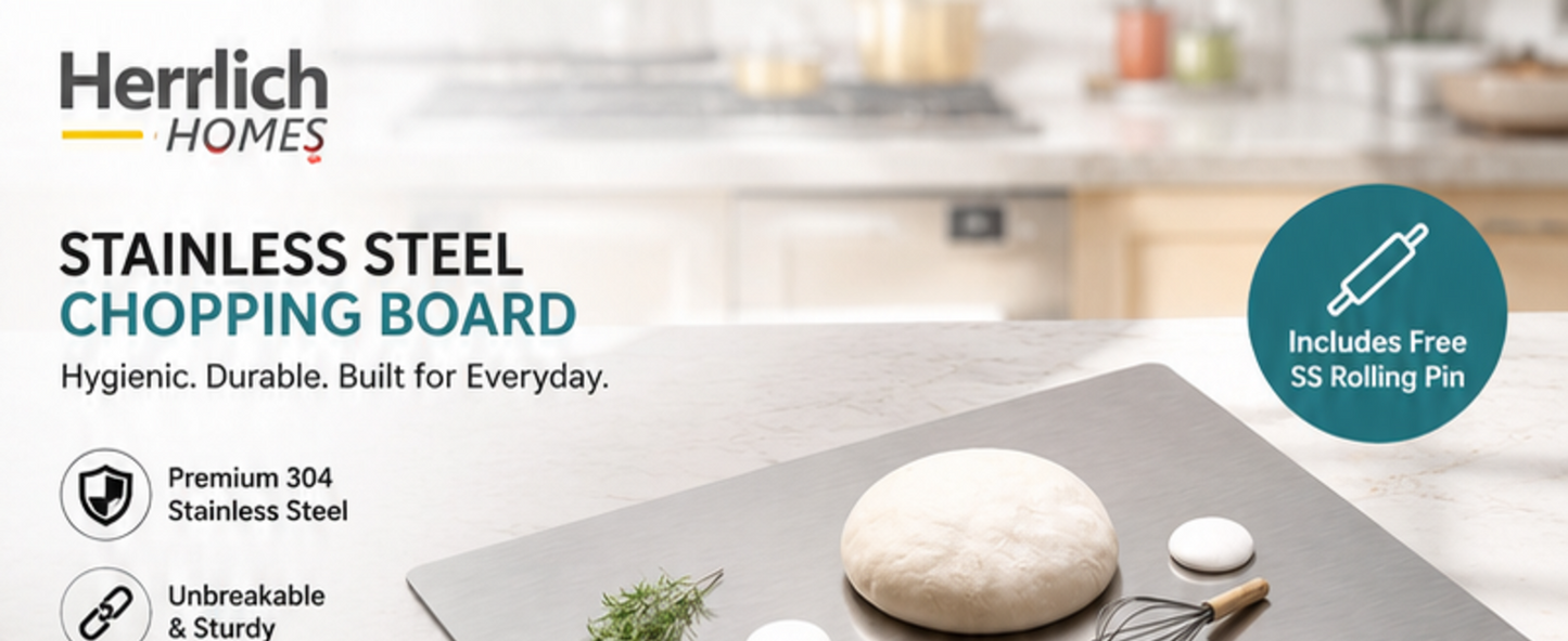 Stainless Steel Chopping Board with Lip for Kitchen