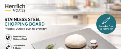 Stainless Steel Chopping Board with Lip for Kitchen