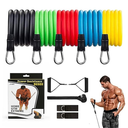 Latex Resistance Tube Band Set – Stackable Strength Training Bands with Handles