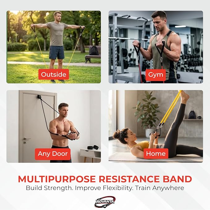 Latex Resistance Tube Band Set – Stackable Strength Training Bands with Handles